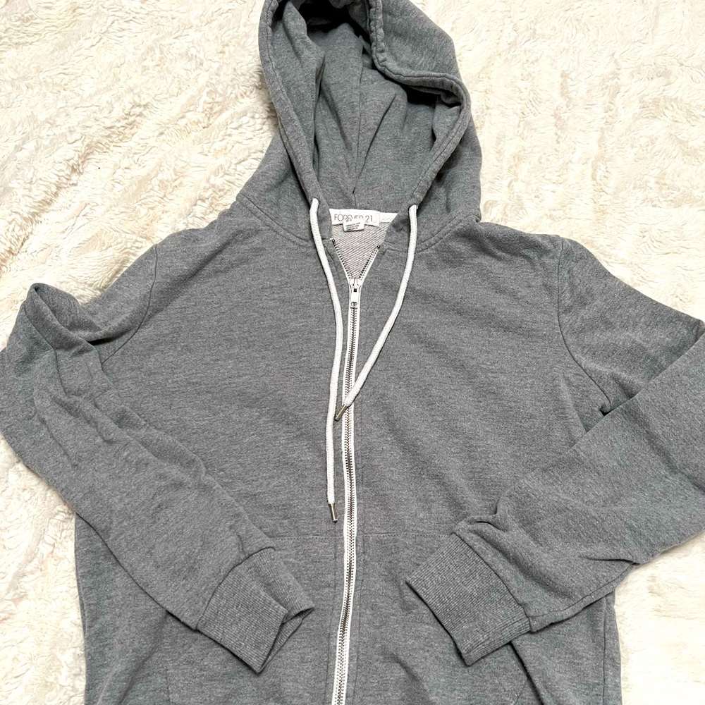 Grey zip up hoodie